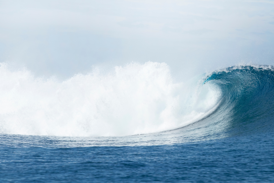 An empty, uncrowded wave in Fiji. 